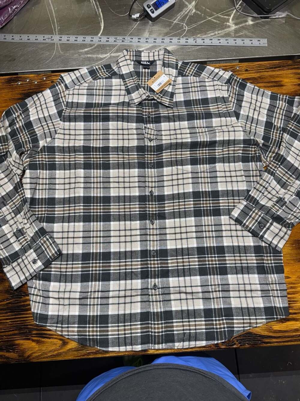 Eddie Bauer Men's Field Flannel Flex Shirt Plaid Gray/Heather 2XB New with Tags